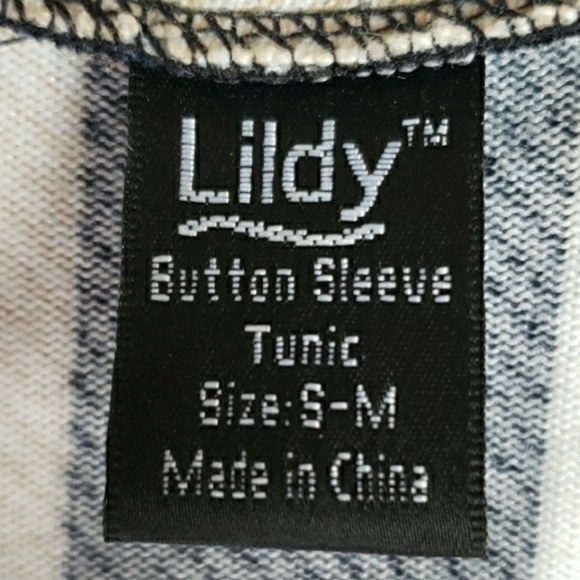 Lildy Button Sleeve Tunic Plaid Blue and Cream, Size  S-M - Picture 15 of 16